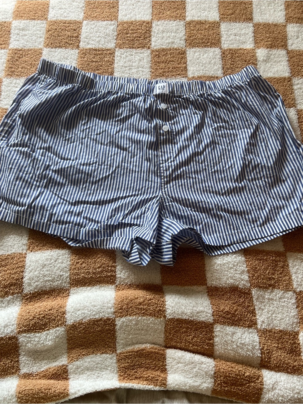GAP Navy and White Striped Women's Cotton Shorts